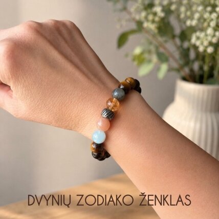 Natūralių mineralų apyrankė dvynių zodiako ženklo atstovui